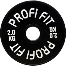 Диск для штанги каучуковый, черный, PROFI-FIT D-51, 2,0 кг