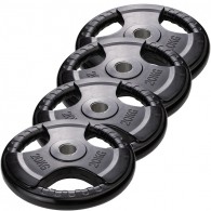 Набор черных обрезиненных дисков с 3-мя хватами Voitto 20 кг (4 шт)