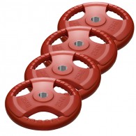 Набор цветных обрезиненных дисков с 3-мя хватами Voitto 25 кг (4 шт)